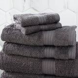 Renee Taylor Stella 650 GSM Super Soft Bamboo Cotton 2 Pack Bath Sheet Charcoal