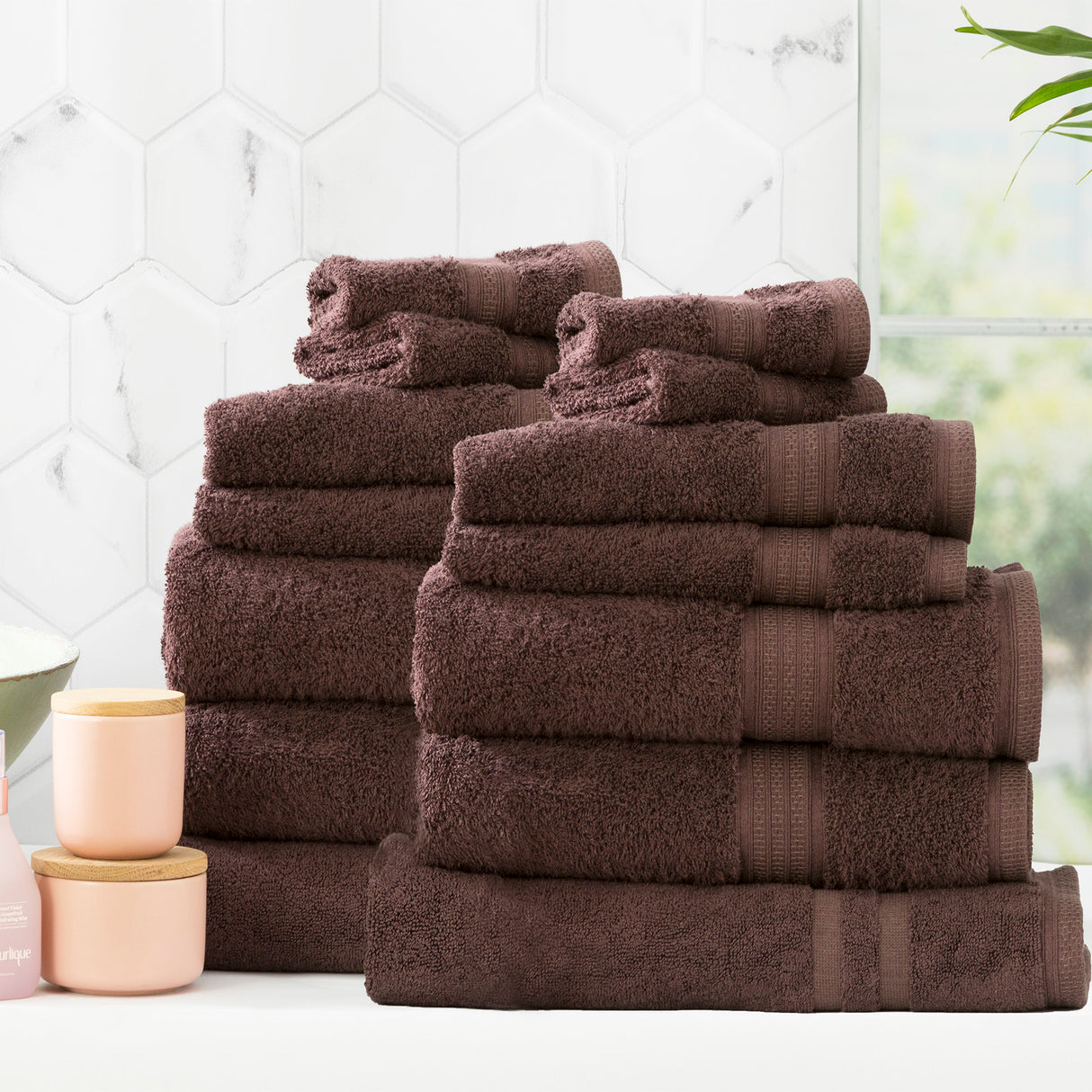 Renee Taylor Stella 650 GSM Super Soft Bamboo Cotton 14 Piece Cocoa