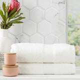 Renee Taylor Stella 650 GSM Super Soft Bamboo Cotton 2 Pack Bath Sheet White