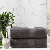 Renee Taylor Stella 650 GSM Super Soft Bamboo Cotton 2 Pack Bath Sheet Charcoal
