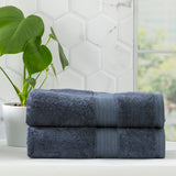 Renee Taylor Stella 650 GSM Super Soft Bamboo Cotton 2 Pack Bath Sheet Indigo