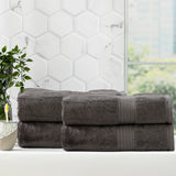 Renee Taylor Stella 650 GSM Super Soft Bamboo Cotton 4 Pack Bath Sheet Charcoal