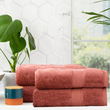 Renee Taylor Stella 650 GSM Super Soft Bamboo Cotton 4 Pack Bath Sheet Brick