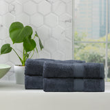 Renee Taylor Stella 650 GSM Super Soft Bamboo Cotton 4 Pack Bath Sheet Indigo