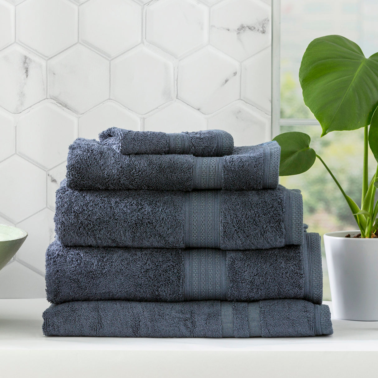 Renee Taylor Stella 650 GSM Super Soft Bamboo Cotton 5 Piece Indigo