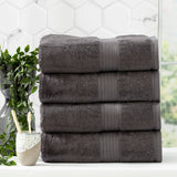 Renee Taylor Stella 650 GSM Super Soft Bamboo Cotton 4 Piece Bath Towel Charcoal