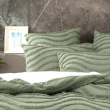 Wave 100% Cotton  Vintage washed tufted Quilt / Duvet cover Set Super King Sage