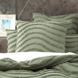Wave 100% Cotton  Vintage washed tufted Quilt / Duvet cover Set Super King Sage