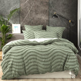 Wave 100% Cotton  Vintage washed tufted Quilt / Duvet cover Set King Sage