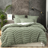 Wave 100% Cotton  Vintage washed tufted Quilt / Duvet cover Set Double Sage