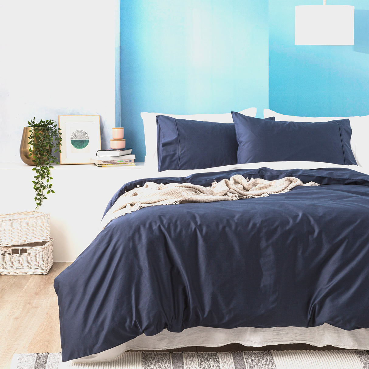 Park Avenue 500 TC Natural Bamboo Cotton Quilt / Duvet Cover set King Indigo