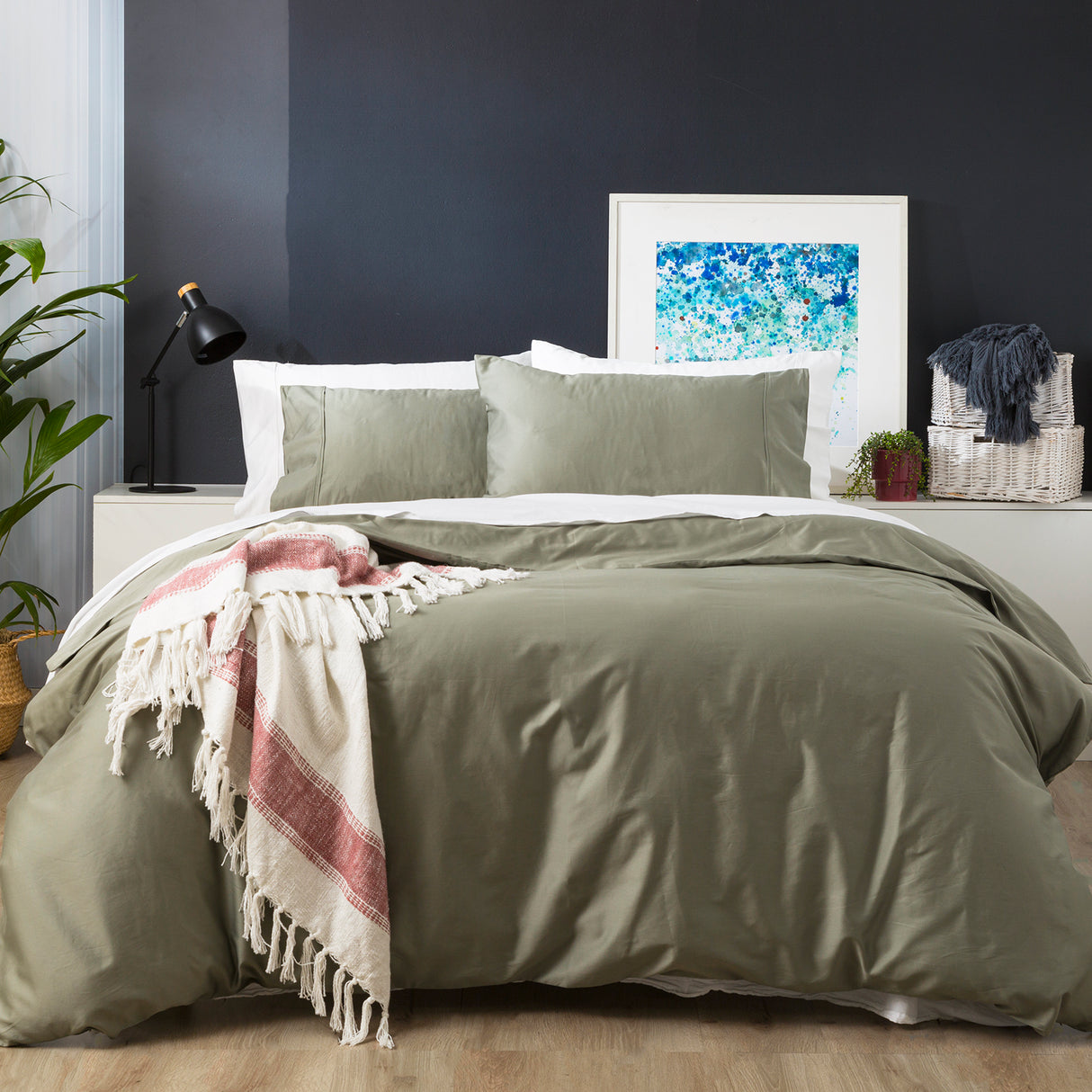 Park Avenue 500 TC Natural Bamboo Cotton Quilt / Duvet Cover set King Jade