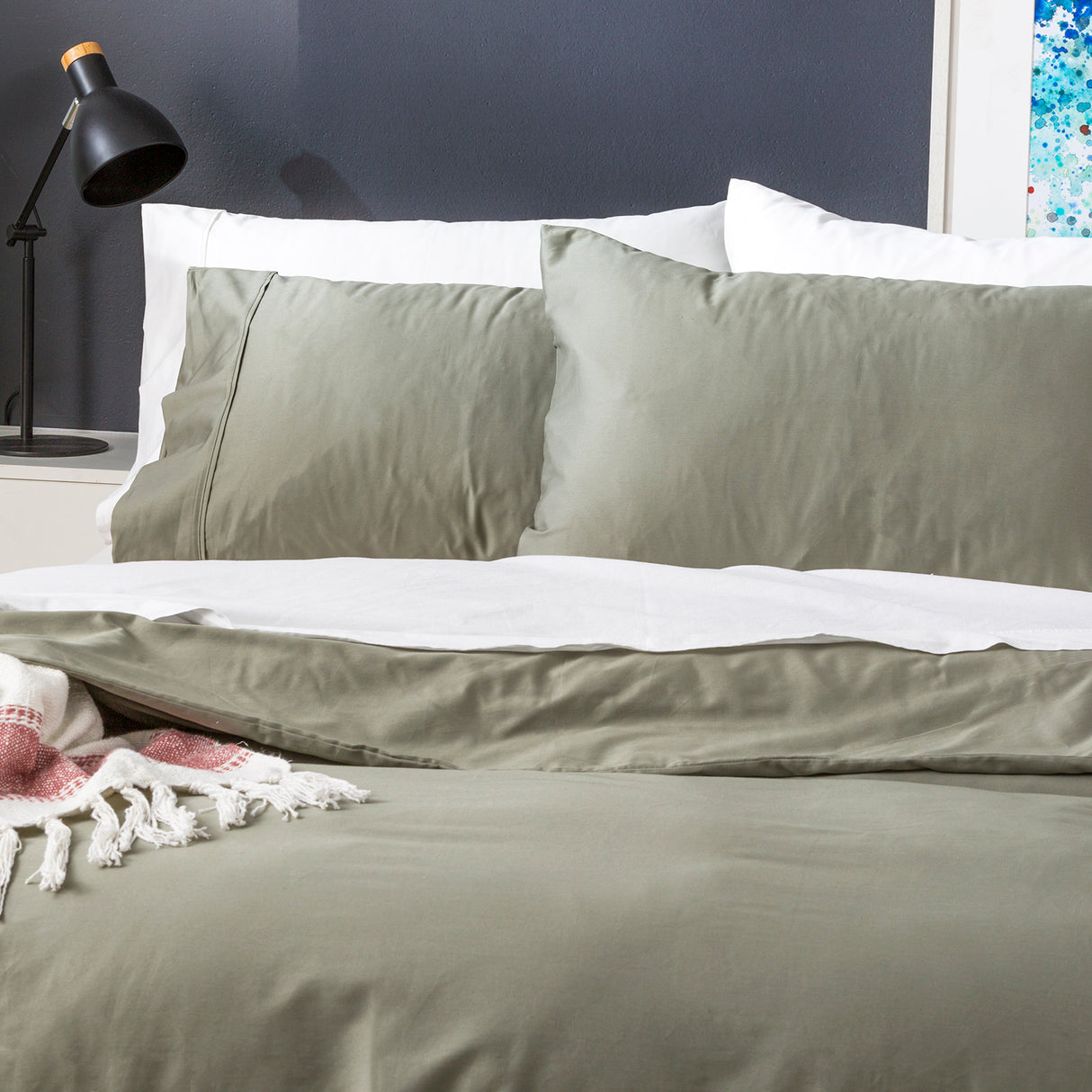 Park Avenue 500 TC Natural Bamboo Cotton Quilt / Duvet Cover set King Jade