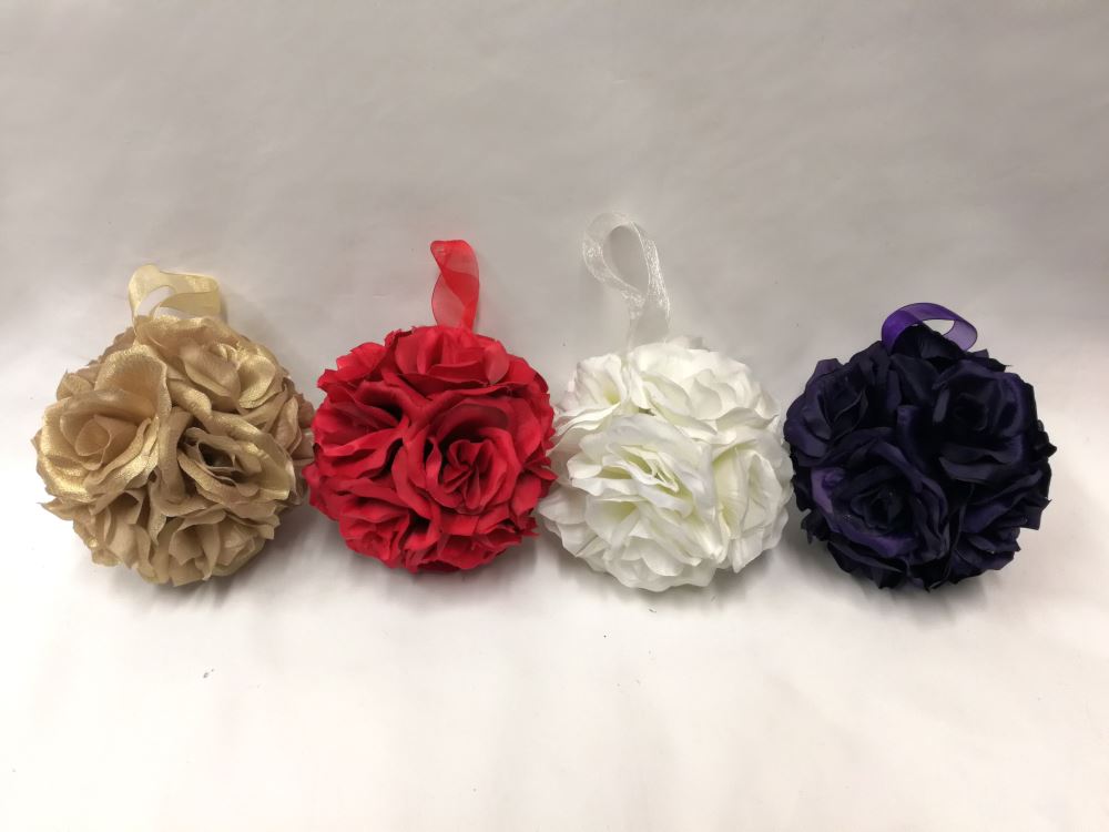 Silk Rose Balls 15cm - Purple