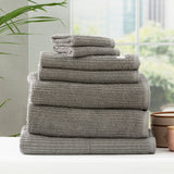 Renee Taylor Cobblestone 650 GSM Cotton Ribbed Towel Packs 7 Piece Granite
