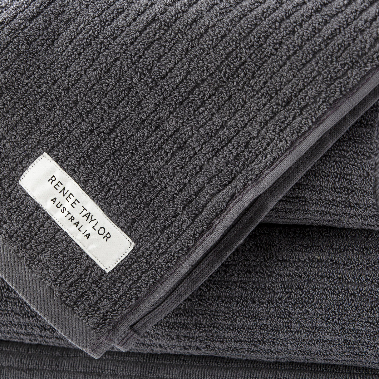 Renee Taylor Cobblestone 650 GSM Cotton Ribbed Towel Packs 7 Piece Platinum