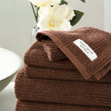 Renee Taylor Cobblestone 650 GSM Cotton Ribbed Towel Packs 5 Piece Toffee