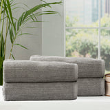 Cobblestone 650 GSM Cotton Ribbed Towel Packs 4 Pack Bath Sheet Granite