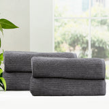 Cobblestone 650 GSM Cotton Ribbed Towel Packs 4 Pack Bath Sheet Platinum