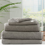 Renee Taylor Cobblestone 650 GSM Cotton Ribbed Towel Packs 5 Piece Granite
