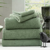 Renee Taylor Cobblestone 650 GSM Cotton Ribbed Towel Packs 5 Piece Sage
