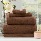 Renee Taylor Cobblestone 650 GSM Cotton Ribbed Towel Packs 5 Piece Toffee