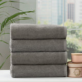 Cobblestone 650 GSM Cotton Ribbed Towel Packs 4 Piece Bath Towel Granite