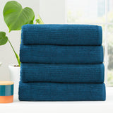 Cobblestone 650 GSM Cotton Ribbed Towel Packs 4 Piece Bath Towel Ink