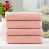 Cobblestone 650 GSM Cotton Ribbed Towel Packs 4 Piece Bath Towel Blush