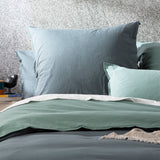 Vintage stone washed reversible Quilt / Duvet cover set Super King Mineral