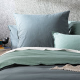Vintage stone washed reversible Quilt / Duvet cover set Super King Mineral