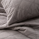 Attwood Vintage Stone Washed Cotton Quilted Coverlet set Super King Charcoal