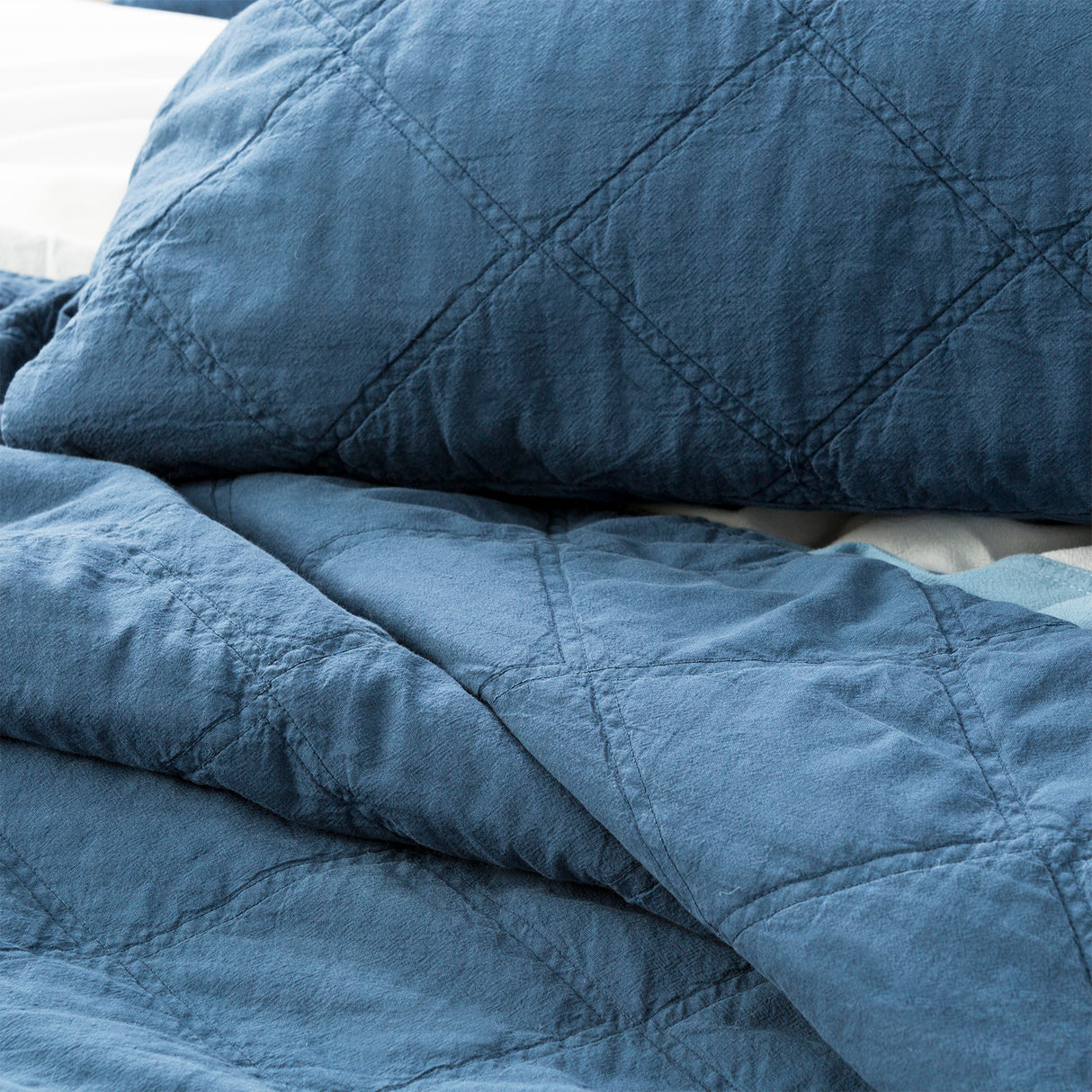 Attwood Vintage Stone Washed Cotton Quilted Coverlet set Super King Ink