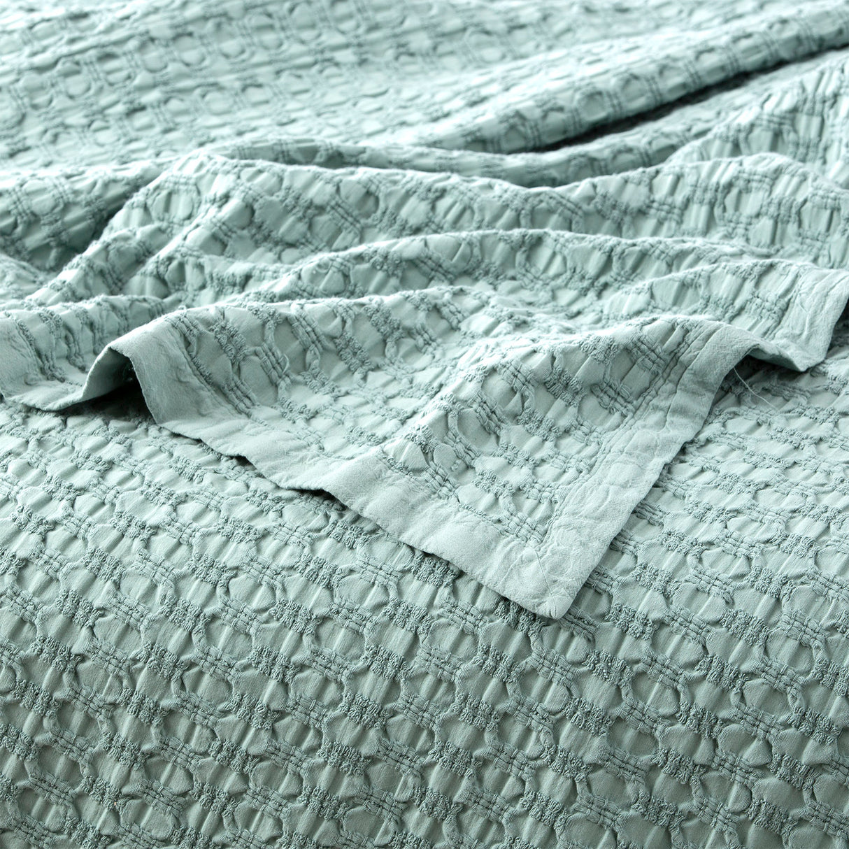 Renee Taylor Lexico Cotton Waffle Blankets Queen/King Sage