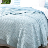 Renee Taylor Lexico Cotton Waffle Blankets Queen/King Sky