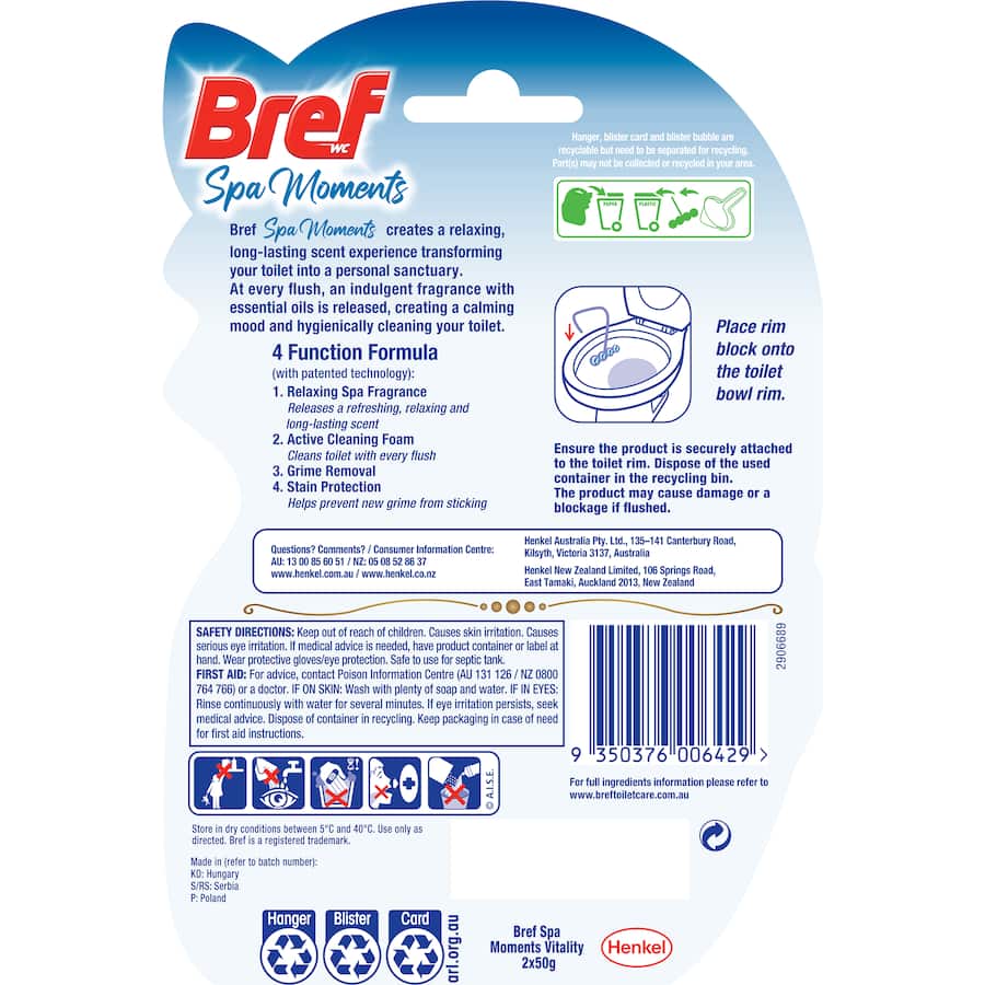 Bref Toilet Flush Spa Moments Vitality 50g 2pack