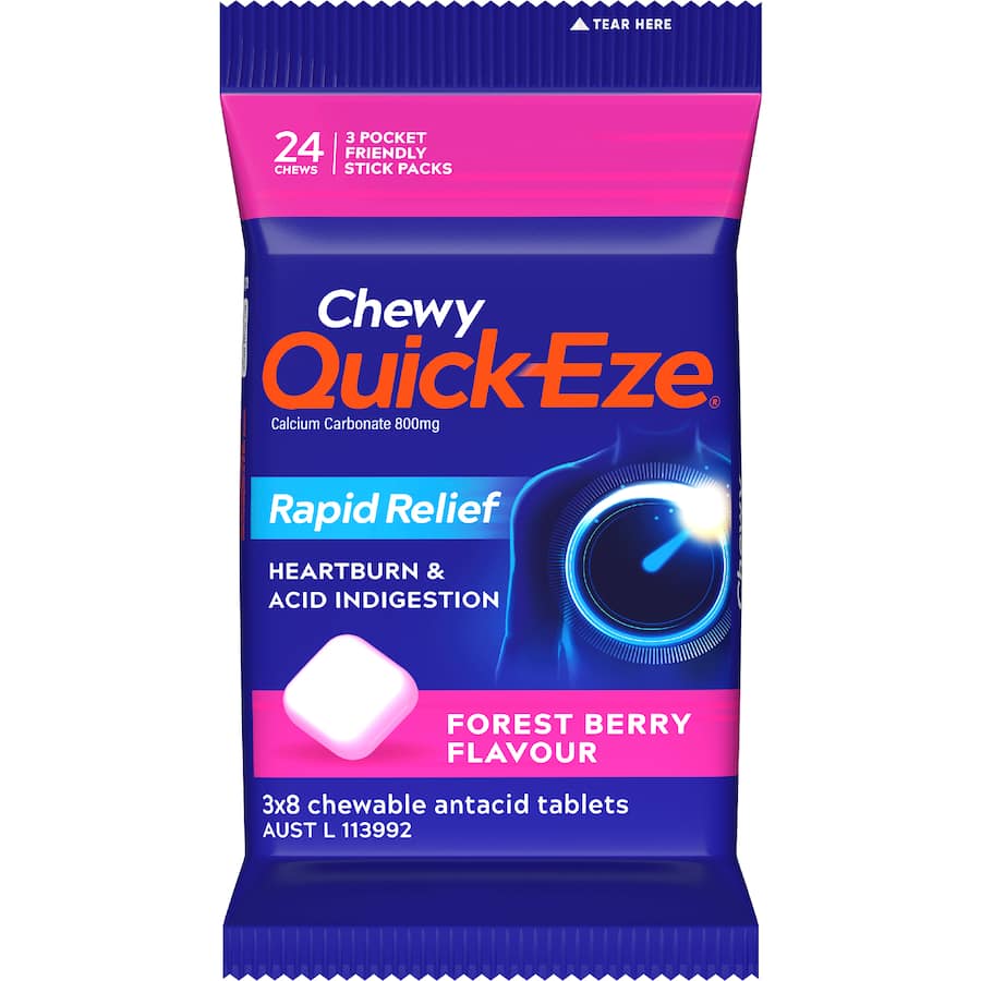 Quick-eze Antacid Tablets Forest Berry 24pack