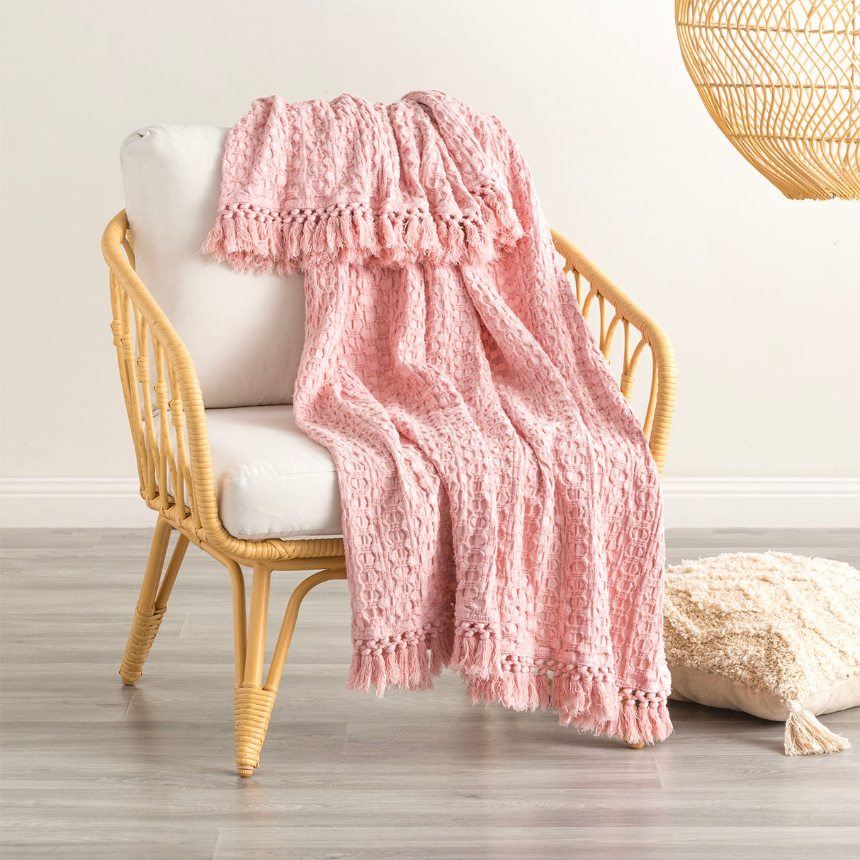 Renee Taylor Alysian washed cotton textured Throw 130 x 200cms Sky