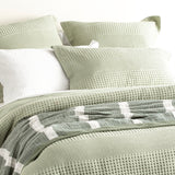 Renee Taylor Elegance Waffle Cotton Jacquard Quilt / Duvet Cover set Double Moss