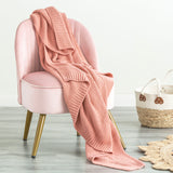 Renee Taylor Moss Seed Stitch 100% Cotton Knitted Throw 130 x 170cms Rose