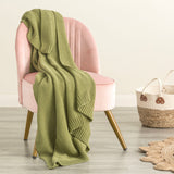 Renee Taylor Moss Seed Stitch 100% Cotton Knitted Throw 130 x 170cms Sage