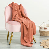 Renee Taylor Moss Seed Stitch 100% Cotton Knitted Throw 130 x 170cms Rust