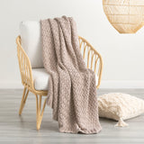 Renee Taylor Lenni 100% Cotton Knitted Throw 130 x 170cms Camel