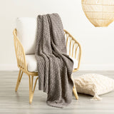 Renee Taylor Lenni 100% Cotton Knitted Throw 130 x 170cms Charcoal