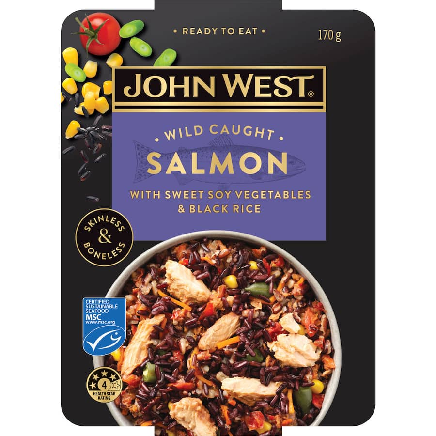 John West Salmon Bowl Soy Veges & Black Rice Single serve 170g