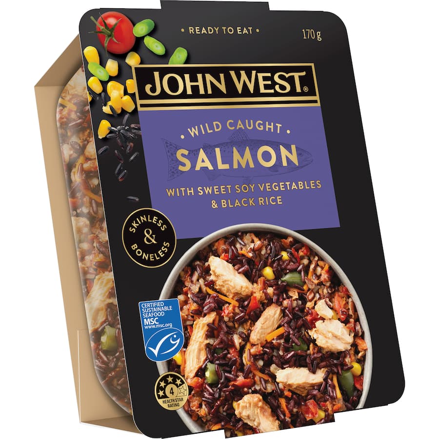 John West Salmon Bowl Soy Veges & Black Rice Single serve 170g