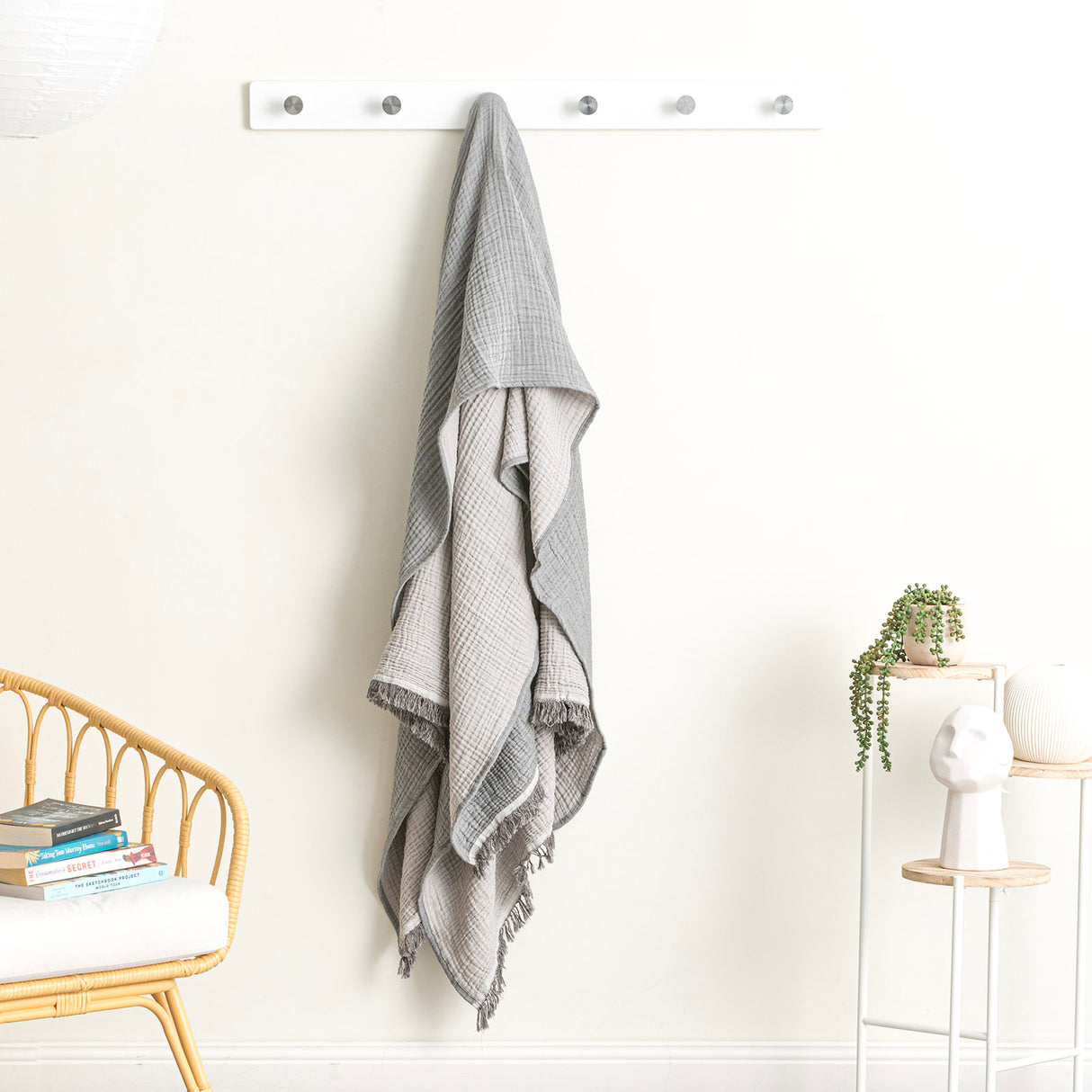 Dreamy Vintage Washed Yarn Dyed Textured Cotton Throw 130 x 200cms Onyx