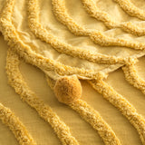 Wave Cotton Chenille Vintage Washed Tufted Throw 130 x 200cms Mustard
