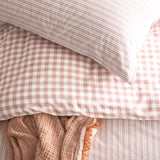 Alison Yarn Dyed Cotton Reversible Quilt / Duvet cover Set Super King Clay