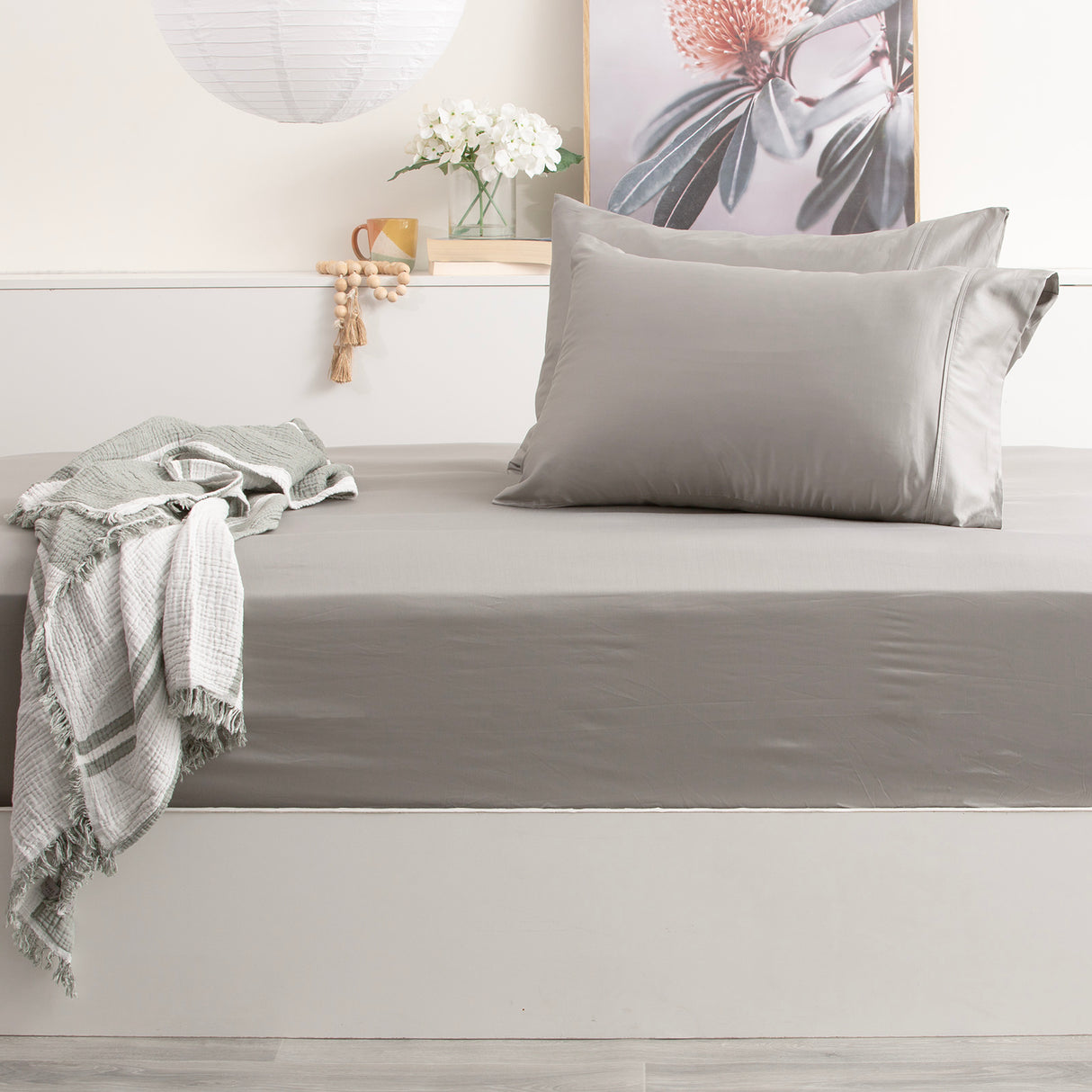 Park Avenue 500 Thread Count Bamboo Cotton Combo Sheet Set Queen Charcoal